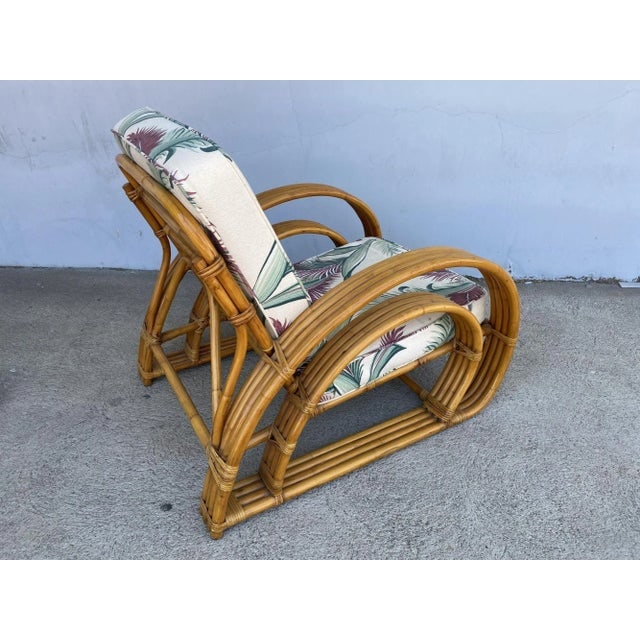 Restored Double Half Moon Rattan Four-Strand Lounge Chair - 6
