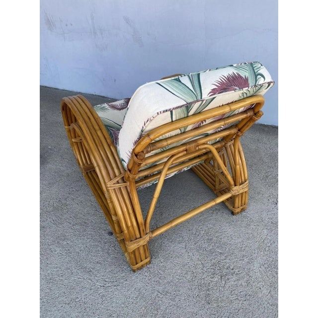 Restored Double Half Moon Rattan Four-Strand Lounge Chair - 7