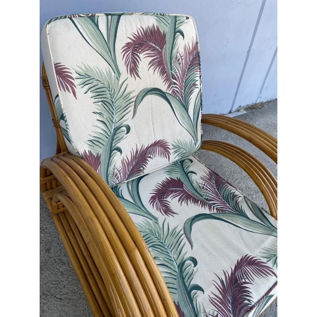 Restored Double Half Moon Rattan Four-Strand Lounge Chair - 8