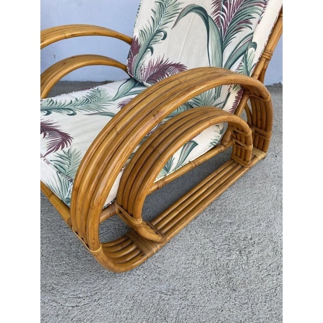 Restored Double Half Moon Rattan Four-Strand Lounge Chair - 9