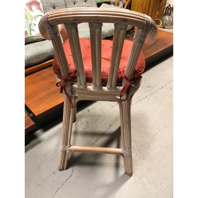 Set of 3 Restored Rattan Whitewash Counter Stools - 3