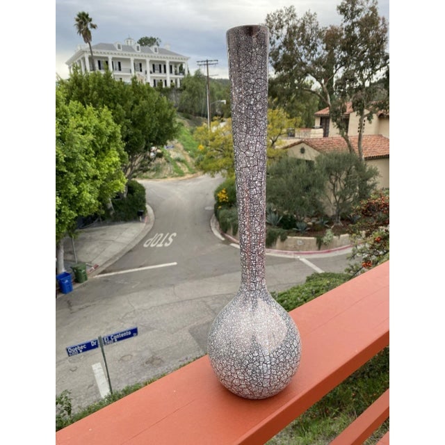 1950s Royal Haeger Large Mid Century Silver Crackle Vase - 3