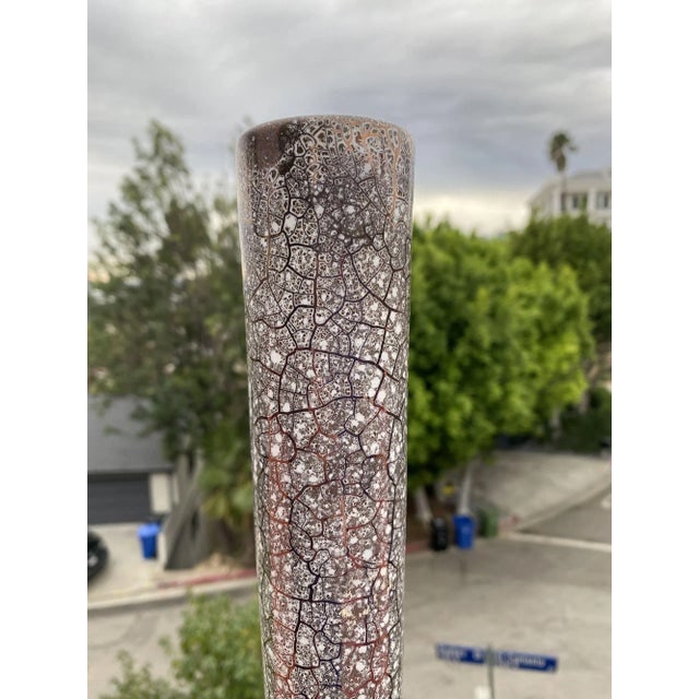 1950s Royal Haeger Large Mid Century Silver Crackle Vase - 5