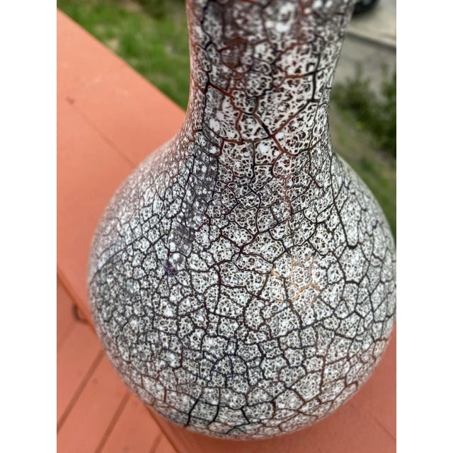 1950s Royal Haeger Large Mid Century Silver Crackle Vase - 6