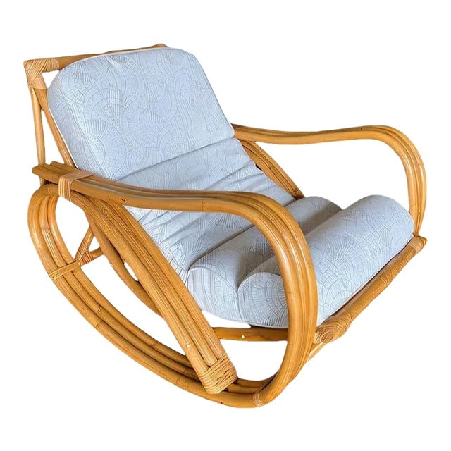 1940s Restored 3-Strand Reverese Pretzel Rattan Rocking Chair (1 of 6)