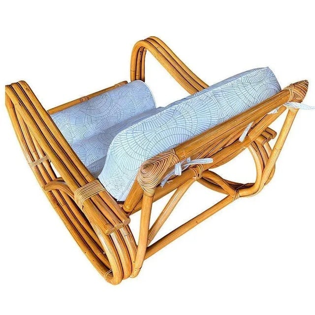 1940s Restored 3-Strand Reverese Pretzel Rattan Rocking Chair - 4
