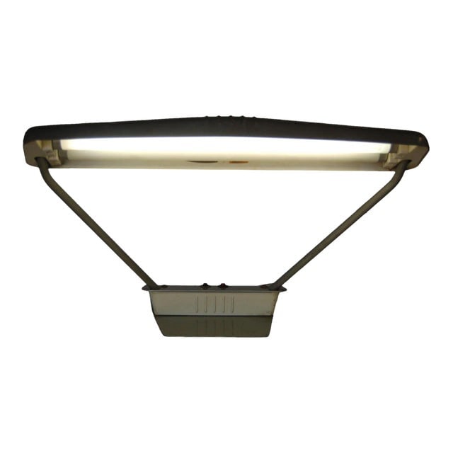 1950s Gunmetal Grey Machine Age Tanker Fluorescent Desk Lamp (1 of 11)