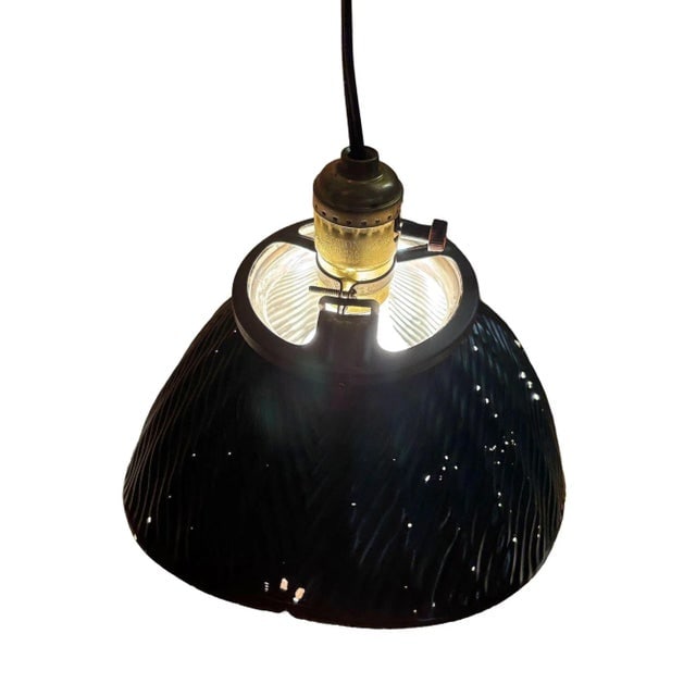 1930's Green Mercury Glass Industrial Pendant Light - 3