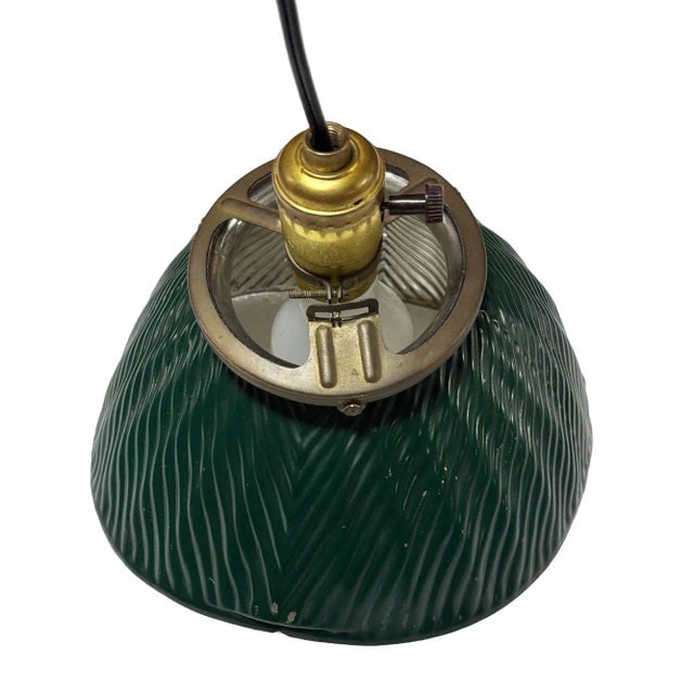 1930's Green Mercury Glass Industrial Pendant Light - 4