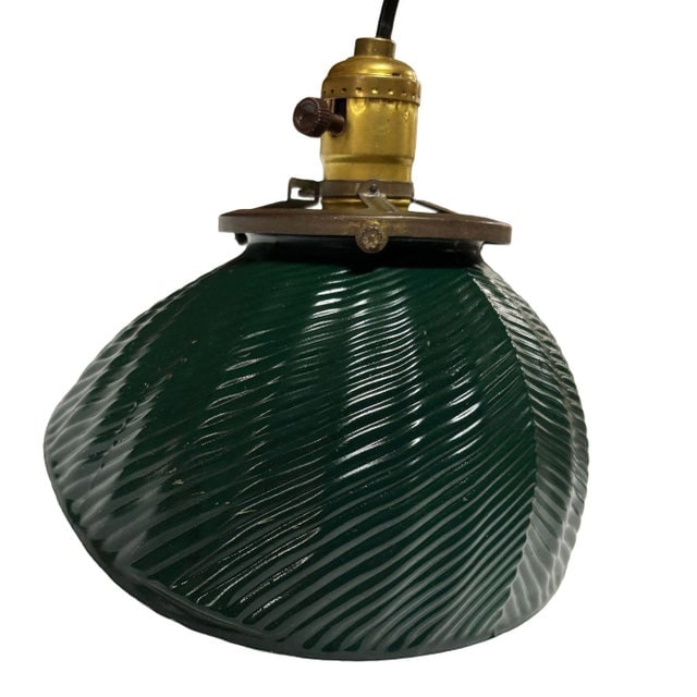 1930's Green Mercury Glass Industrial Pendant Light - 5
