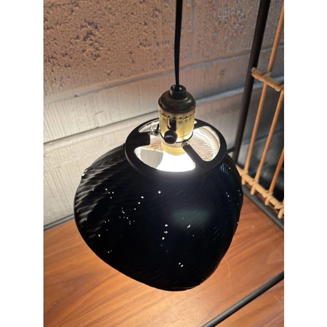 1930's Green Mercury Glass Industrial Pendant Light - 6