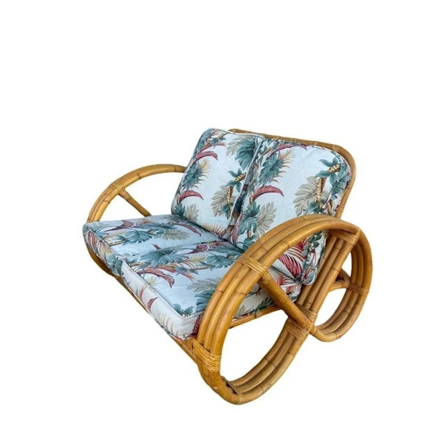Restored 1950s Mid-Century Child Size 3-Strand Round Pretzel Rattan Living Room Set - 4