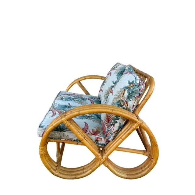 Restored 1950s Mid-Century Child Size 3-Strand Round Pretzel Rattan Living Room Set - 5