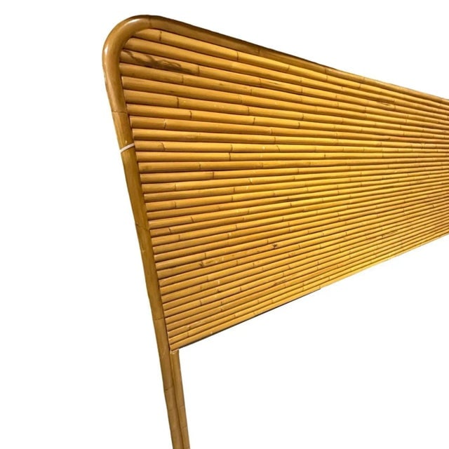 1950s Restored Wide Mid -Century King Size Stacked Rattan Headboard - 4