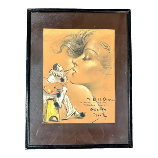 1934 Female Portrait Pastel on Paper by Henry Clive (1 of 5)