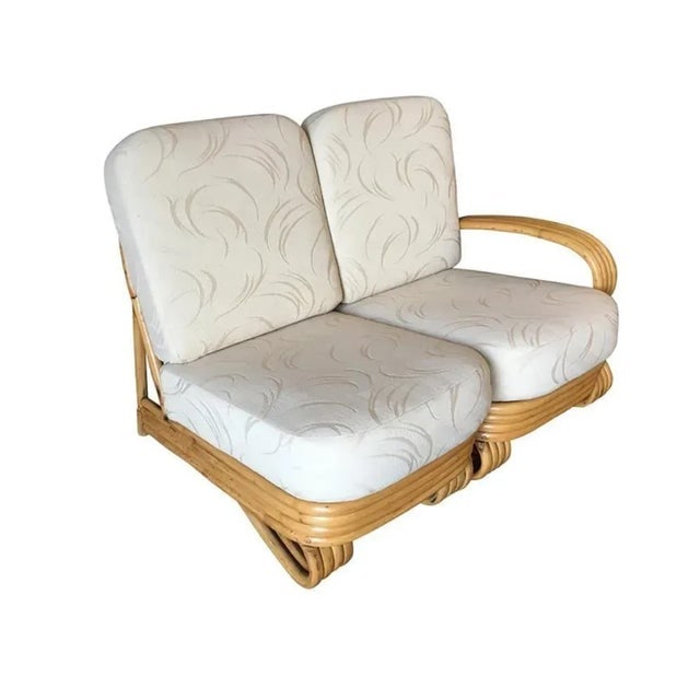 Restored Quad Strand "R" Arm 2 Seat Rattan Corner Sofa With Side Table - 2