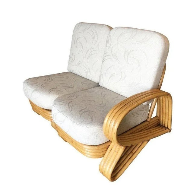 Restored Quad Strand "R" Arm 2 Seat Rattan Corner Sofa With Side Table - 3