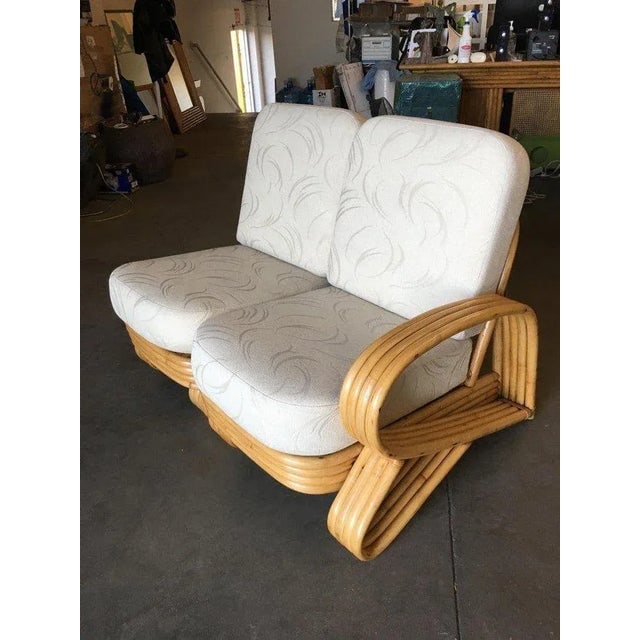 Restored Quad Strand "R" Arm 2 Seat Rattan Corner Sofa With Side Table - 5