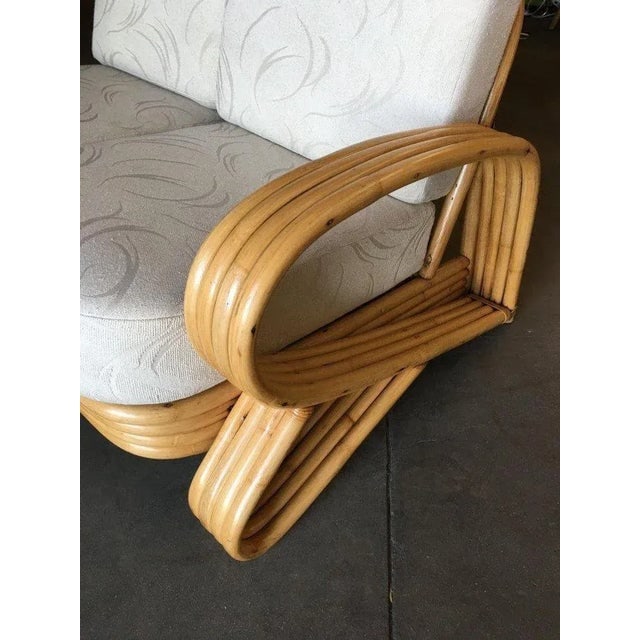 Restored Quad Strand "R" Arm 2 Seat Rattan Corner Sofa With Side Table - 6