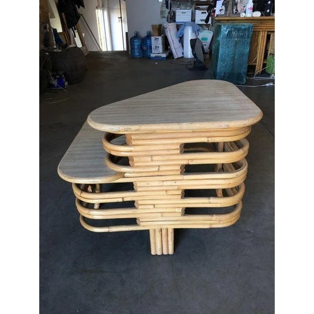 Restored Quad Strand "R" Arm 2 Seat Rattan Corner Sofa With Side Table - 8