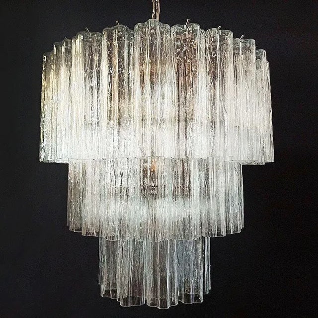 1960s Mid-Century Murano Glass Tronchi Pendant Chandelier by Venini - 7