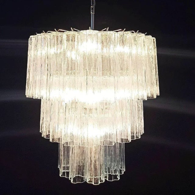 1960s Mid-Century Murano Glass Tronchi Pendant Chandelier by Venini - 8