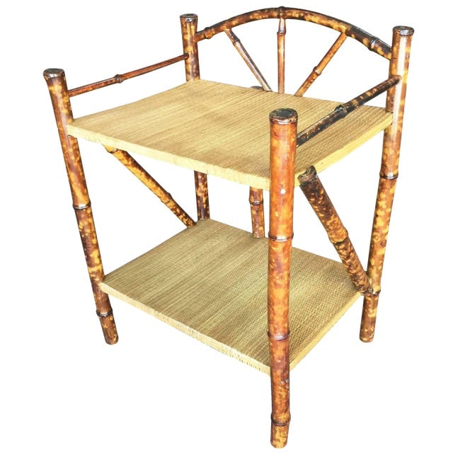 Restored Vintage Tiger Bamboo Two-Tier Short Shelf With Bottom Shelf (1 of 6)