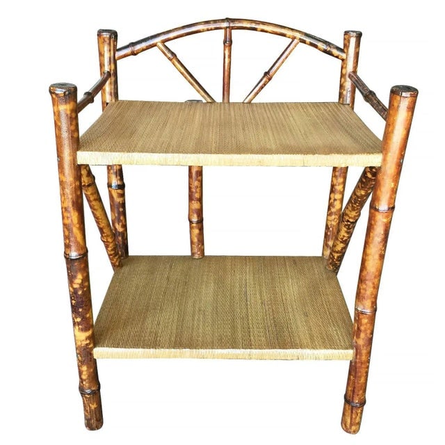 Restored Vintage Tiger Bamboo Two-Tier Short Shelf With Bottom Shelf - 3