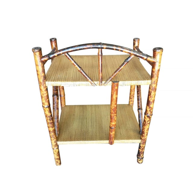 Restored Vintage Tiger Bamboo Two-Tier Short Shelf With Bottom Shelf - 5