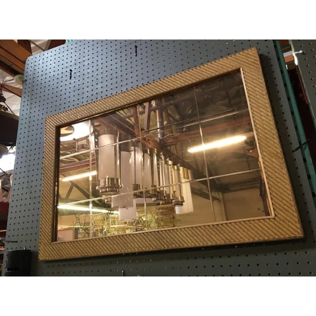 Restored Gabriella Crespi Style Stick Reed Rattan Peach Glass Mirror - 5