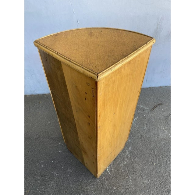 Restored Tropical Koa Wood Corner Shelf With Rattan Border - 7