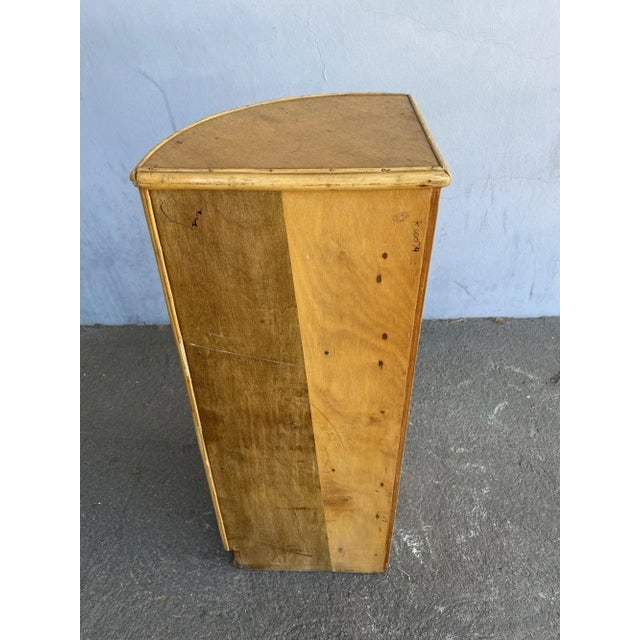 Restored Tropical Koa Wood Corner Shelf With Rattan Border - 9