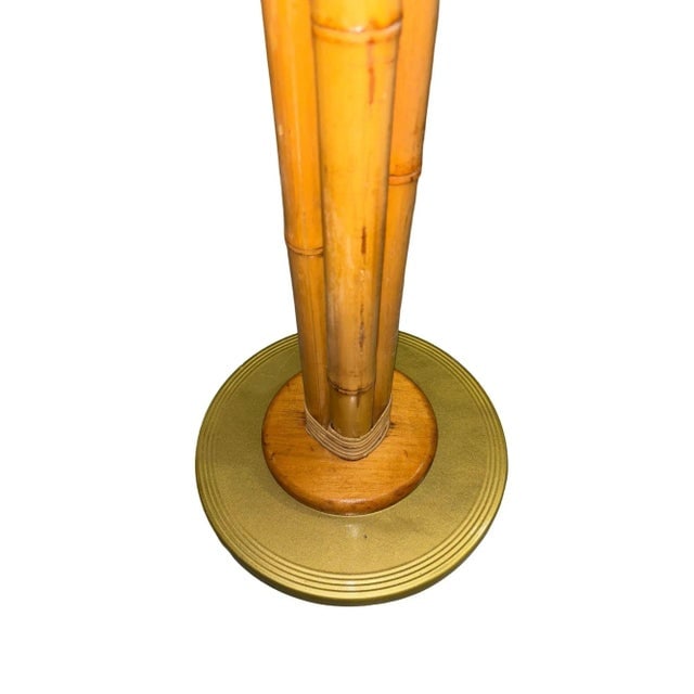 Mid-Century 4 Strand Rattan & Wicker Floor Lamp With Brass Base - 5