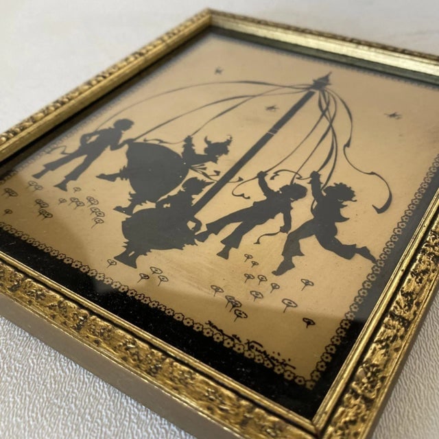 Silhouette "The Four Seasons" Gold Print in Original Frame by Fidus, Circa 1900 - 4