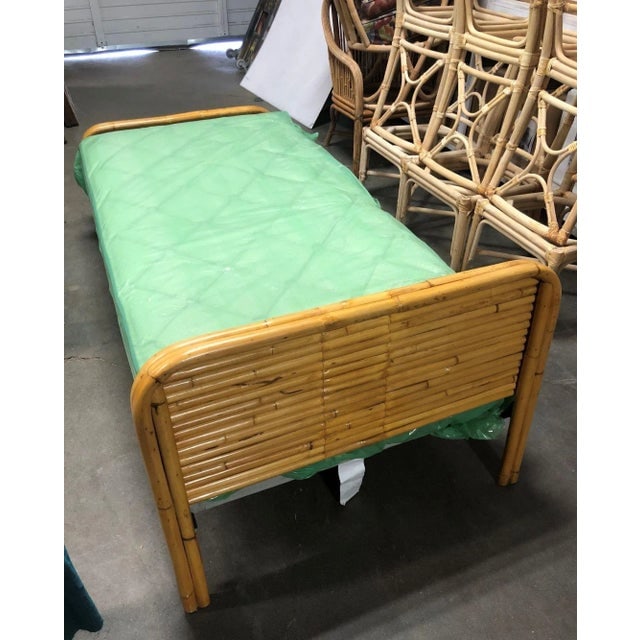 Pair of Mid-Century Restored 1948 Stacked Rattan Bed Twin - Bed Frames Only - 4