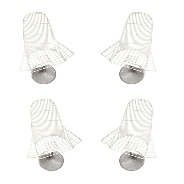 Vintage Mid-Century Bertoia Style Wire Diamond Lounge by Thinline, Set of 4 - 8