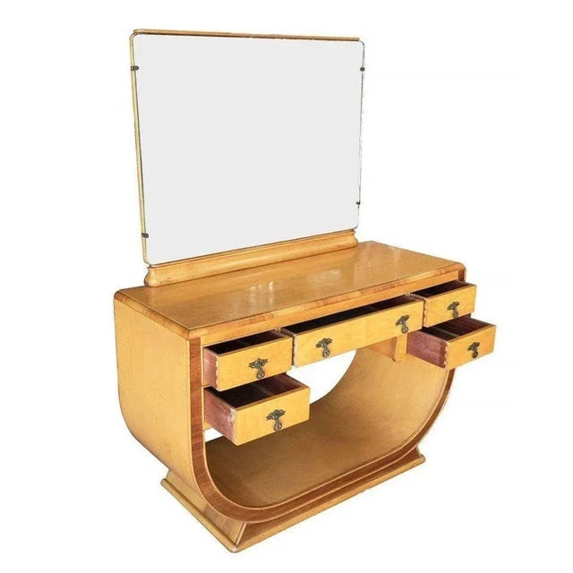 1930s French Art Deco Birds Eye Maple Vanity - 5