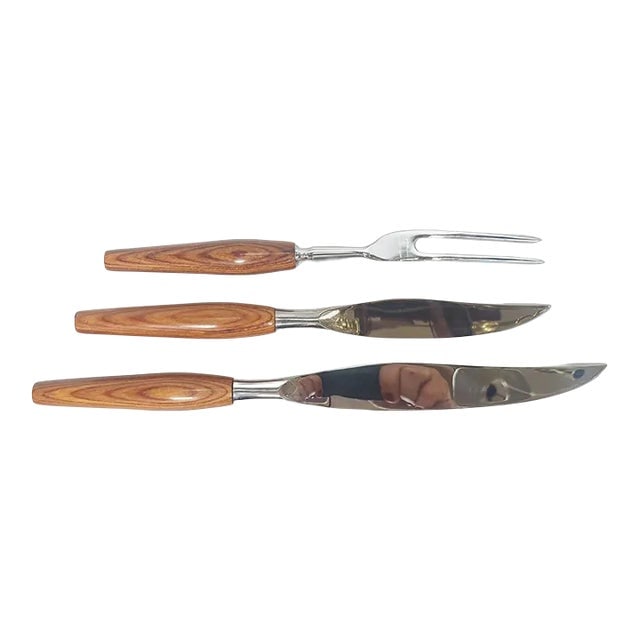 Vintage Deeredge Sert Firth Sheffield England Stainless Steel Carving Cutlery- 3 Pieces (1 of 4)