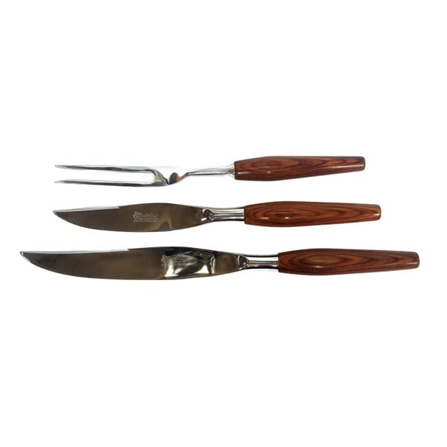 Vintage Deeredge Sert Firth Sheffield England Stainless Steel Carving Cutlery- 3 Pieces - 2
