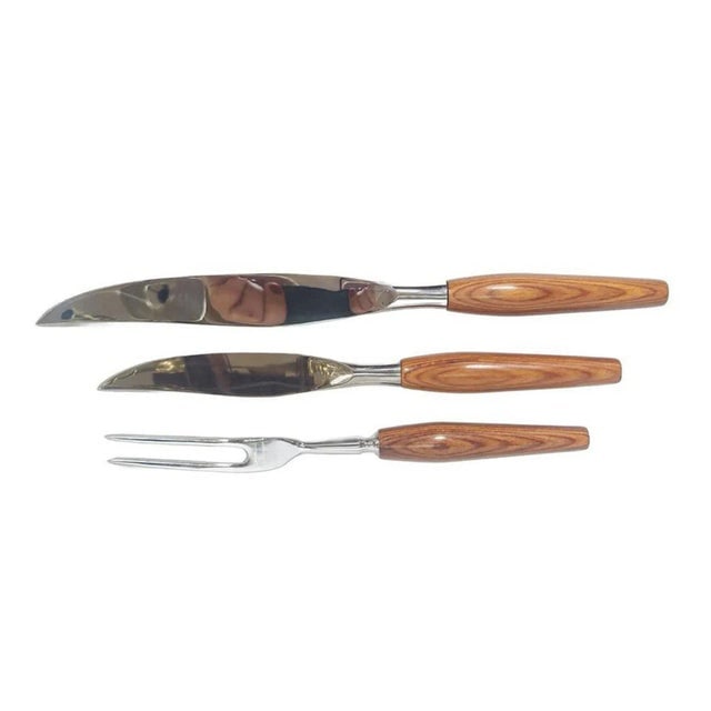 Vintage Deeredge Sert Firth Sheffield England Stainless Steel Carving Cutlery- 3 Pieces - 3
