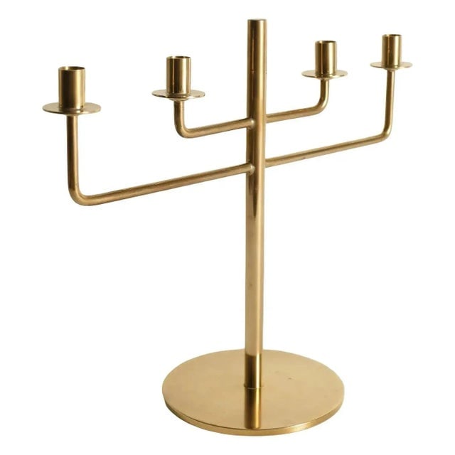 Scandinavian Modern Brass Candle Holder Candelabra by Hans-Agne Jakobsson, Pair - 2