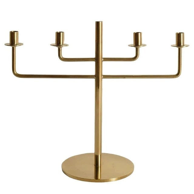 Scandinavian Modern Brass Candle Holder Candelabra by Hans-Agne Jakobsson, Pair - 3