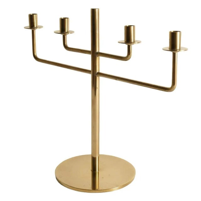 Scandinavian Modern Brass Candle Holder Candelabra by Hans-Agne Jakobsson, Pair - 4