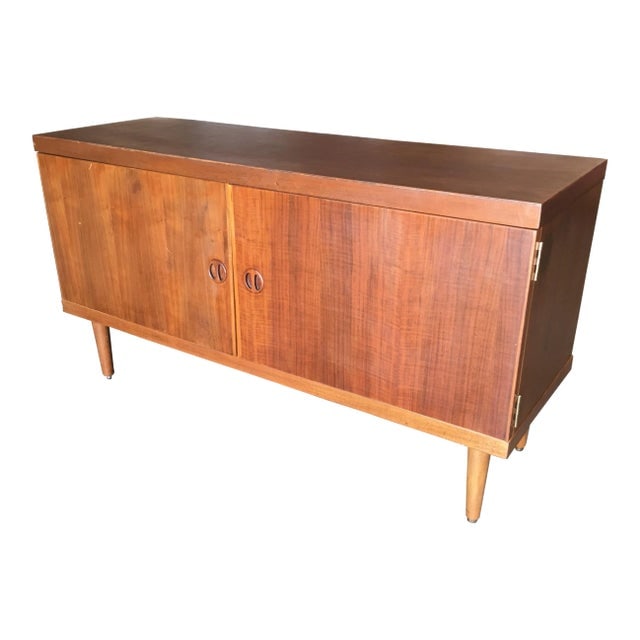 Danish Modern Rose Stained Credenza Cabinet W/ Sculpted Pig Nose Pulls (1 of 6)