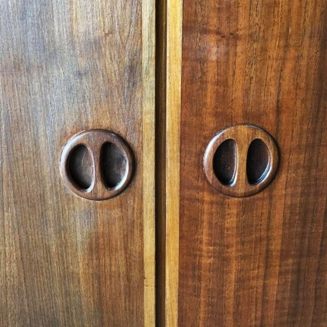 Danish Modern Rose Stained Credenza Cabinet W/ Sculpted Pig Nose Pulls - 6
