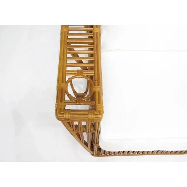 1990s Presidents Stick Reed Rattan 2-Seat Settee Sofa - 2