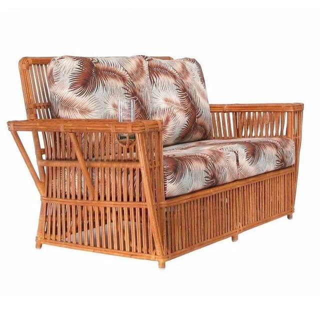 1990s Presidents Stick Reed Rattan 2-Seat Settee Sofa - 4