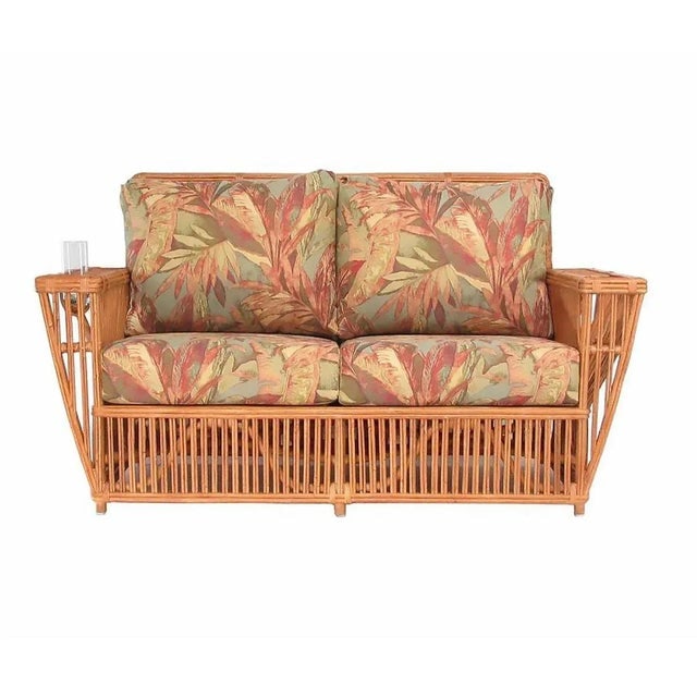 1990s Presidents Stick Reed Rattan 2-Seat Settee Sofa - 5