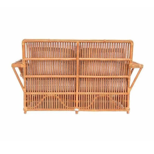 1990s Presidents Stick Reed Rattan 2-Seat Settee Sofa - 7