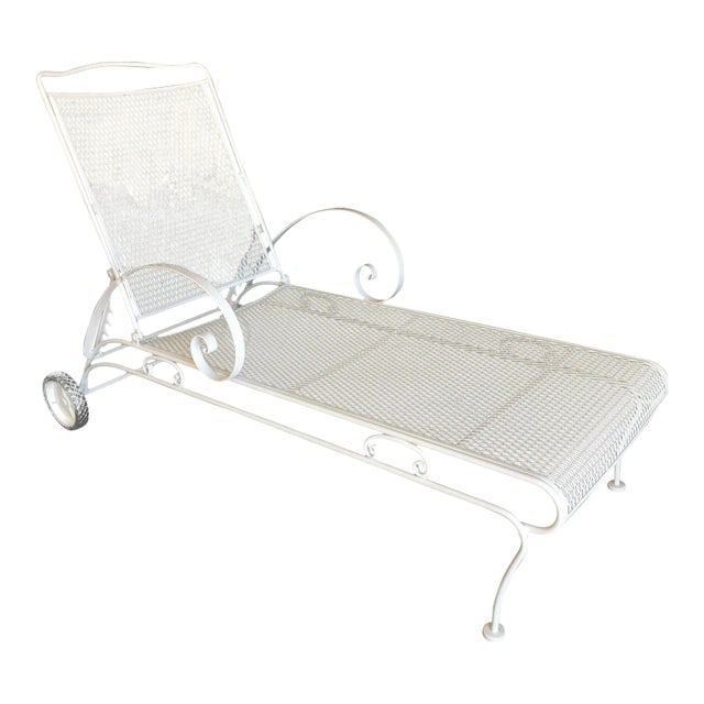 Mid-Century Iron Mesh Outdoor/Patio Chaise Lounge by Woodard, 2 Available (1 of 7)